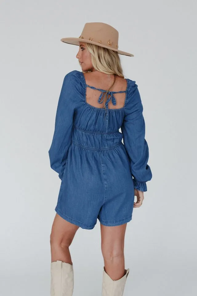 Indigo Breeze Smocked Romper - Blue