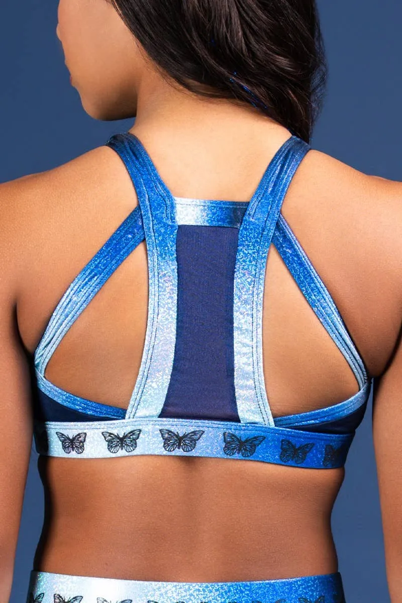 Jayla Sports Bra in Navy Butterfly