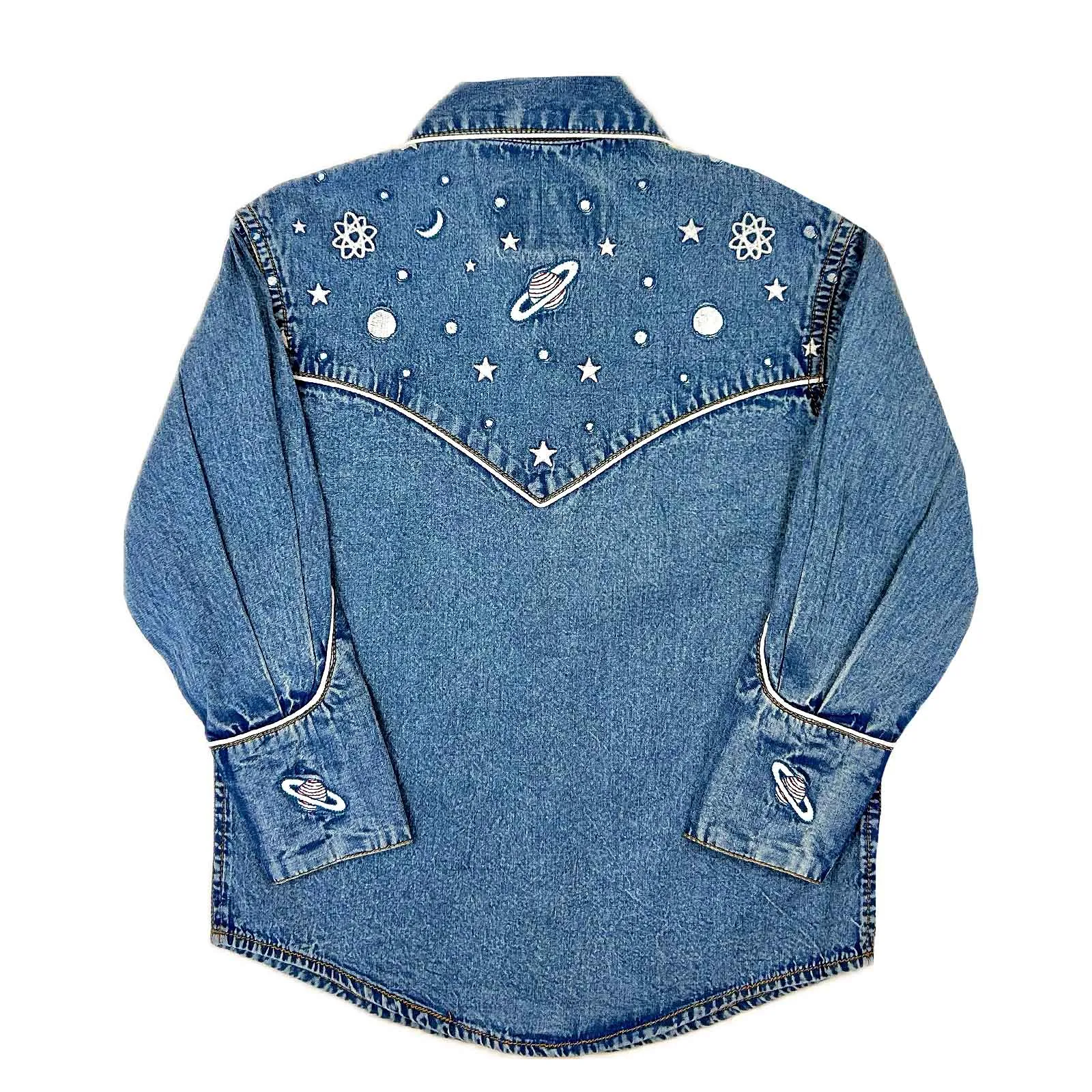 Kid's Embroidered Out of This World Denim Western Shirt