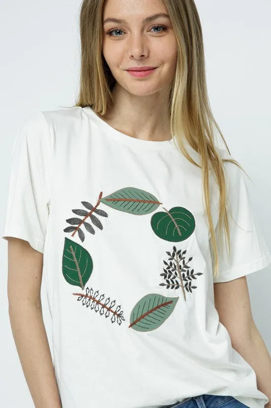Leaf Embellishment Tee