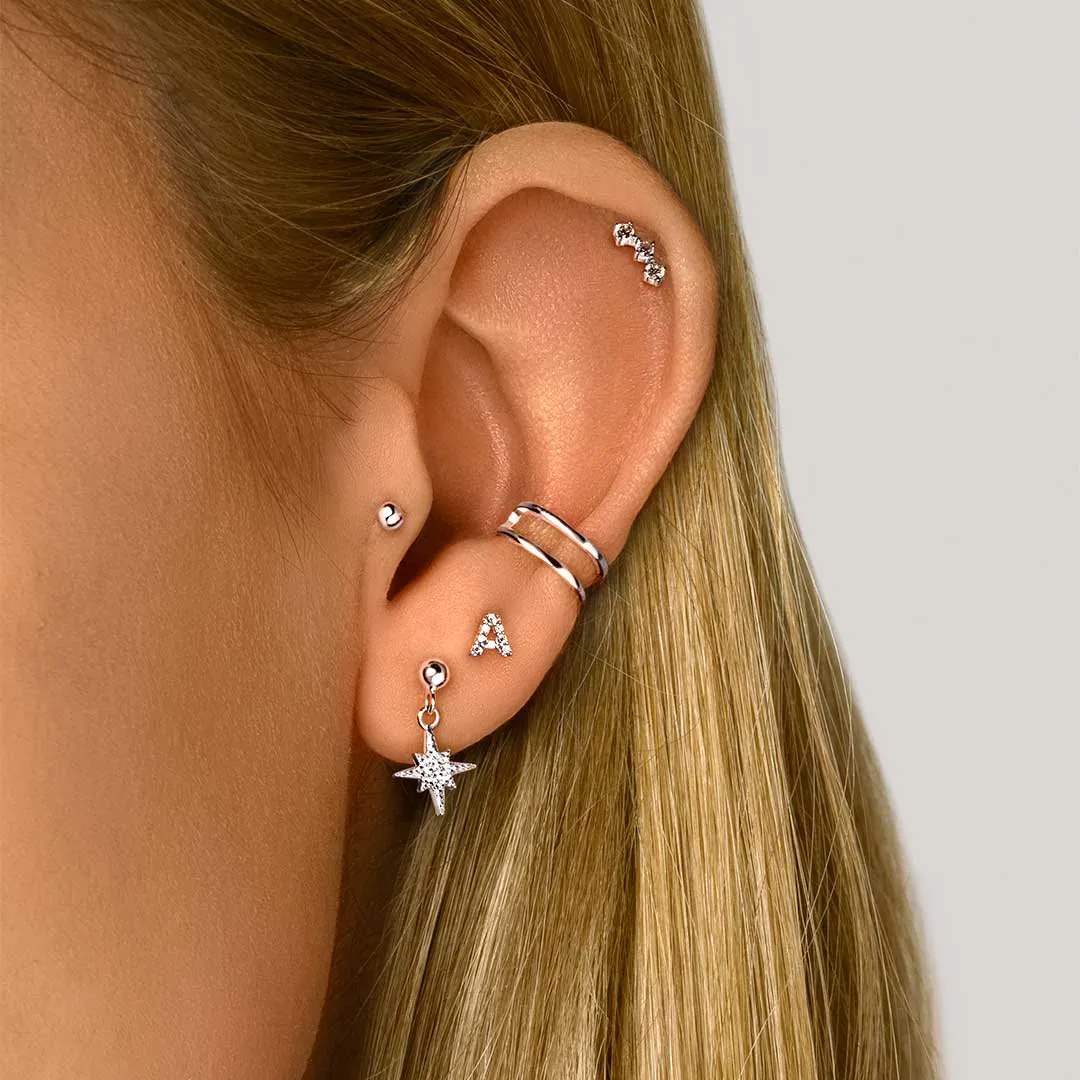 Letter Sparks Silver Single Earring