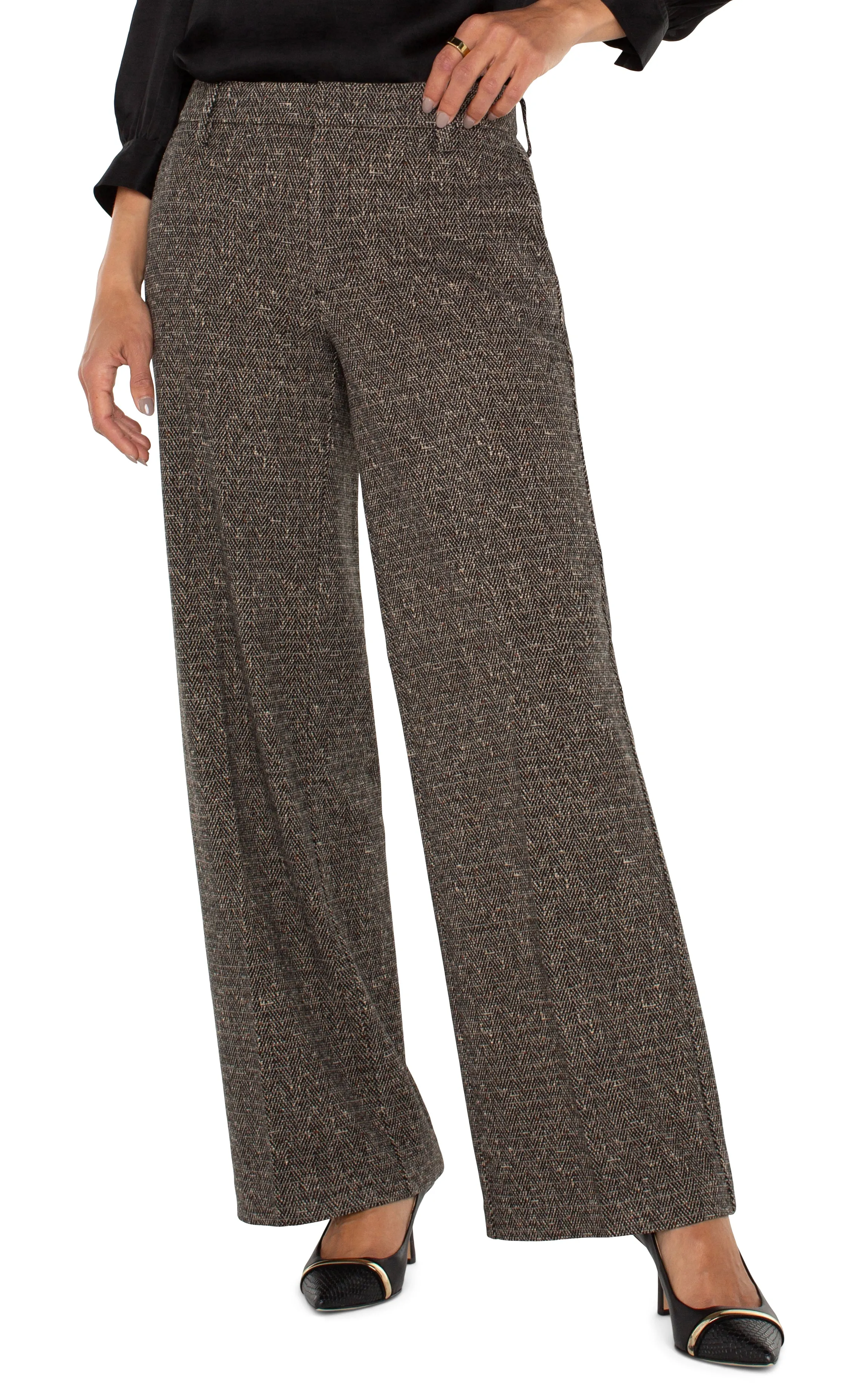 LIVERPOOL KELSEY WIDE LEG TROUSER - TAN MULTI - LM4654TL1087H