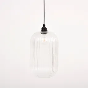 Long Reeded Glass Cylinder Pendant Light