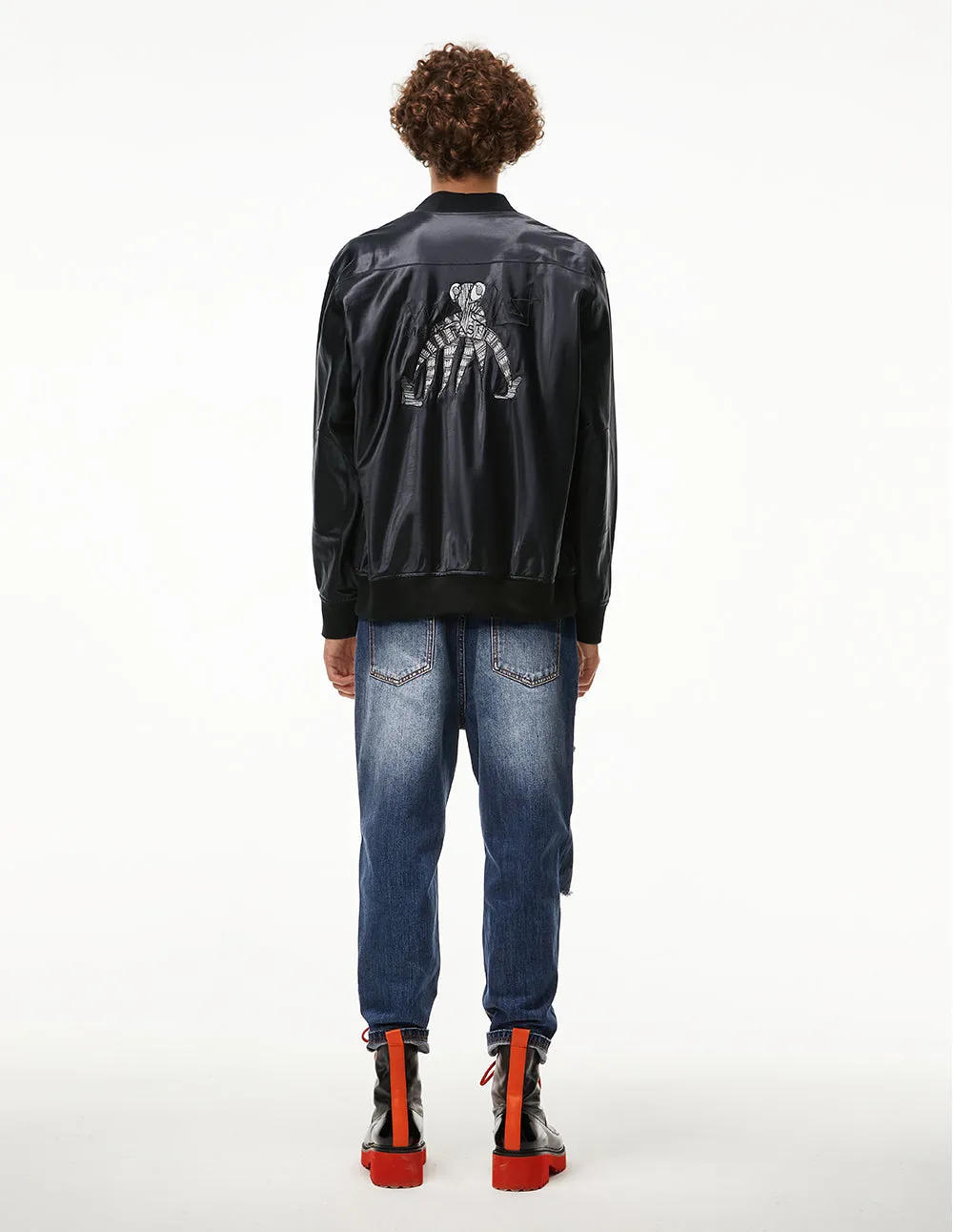 MARK FAST MEN EMBROIDERED LOGO RETRO MA1 CASUAL JACKET