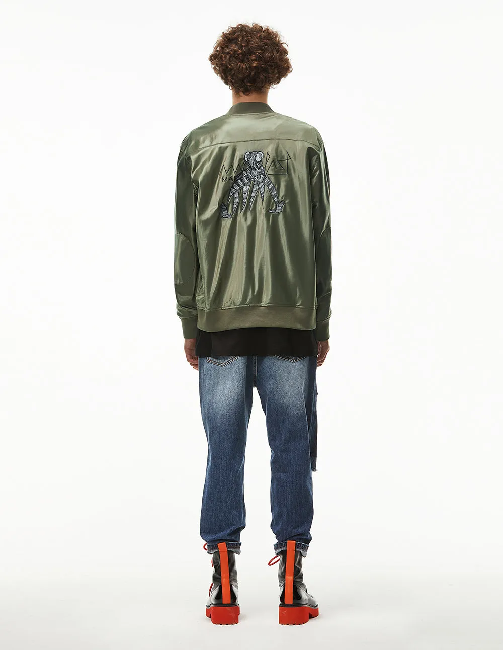 MARK FAST MEN EMBROIDERED LOGO RETRO MA1 CASUAL JACKET