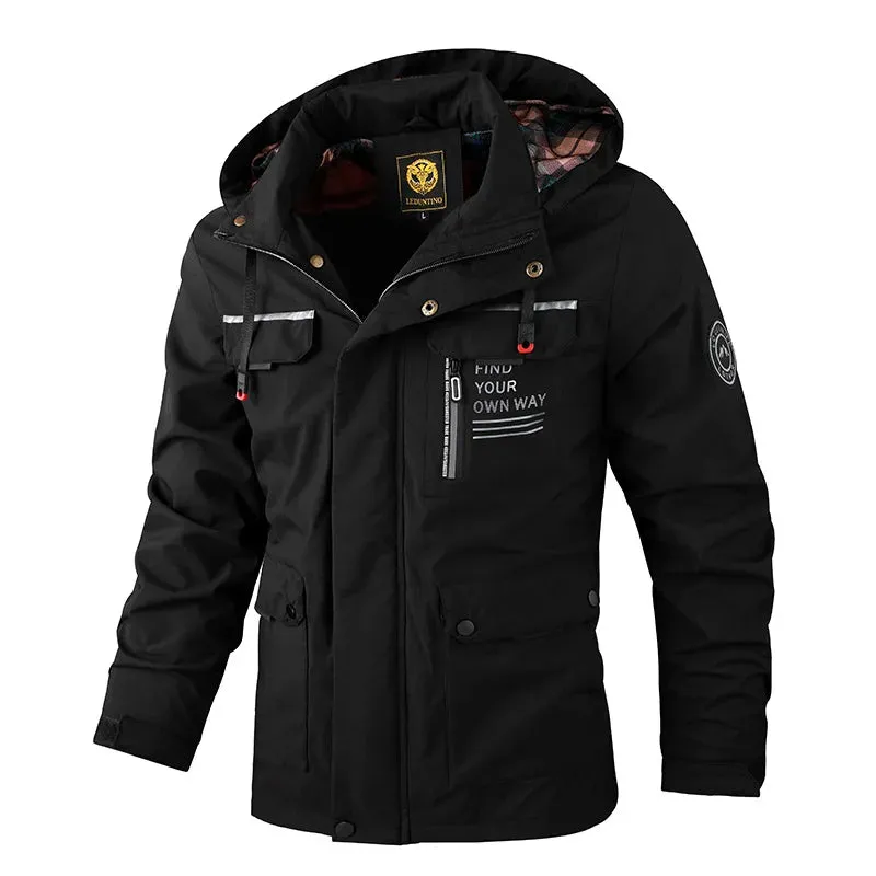 Mens Hooded Casual Parka Jacket your ultimate fit for autumn and winter This jacket isnt just about style its about turning heads and making waves
