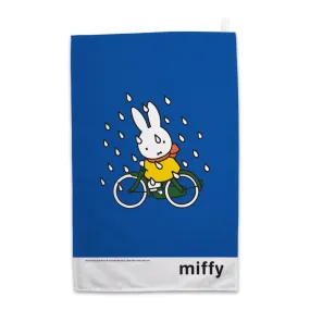 Miffy on Her Bike in the Rain Tea Towel