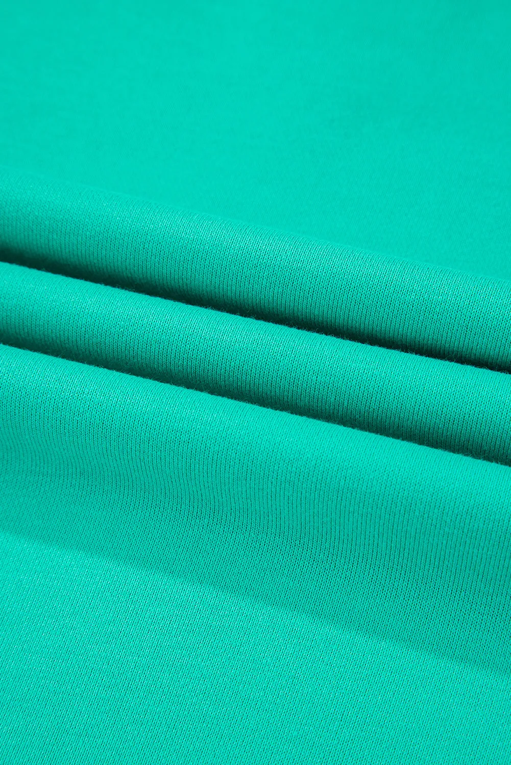 Mint Green Splicing Round Neck Pullover Sweatshirt