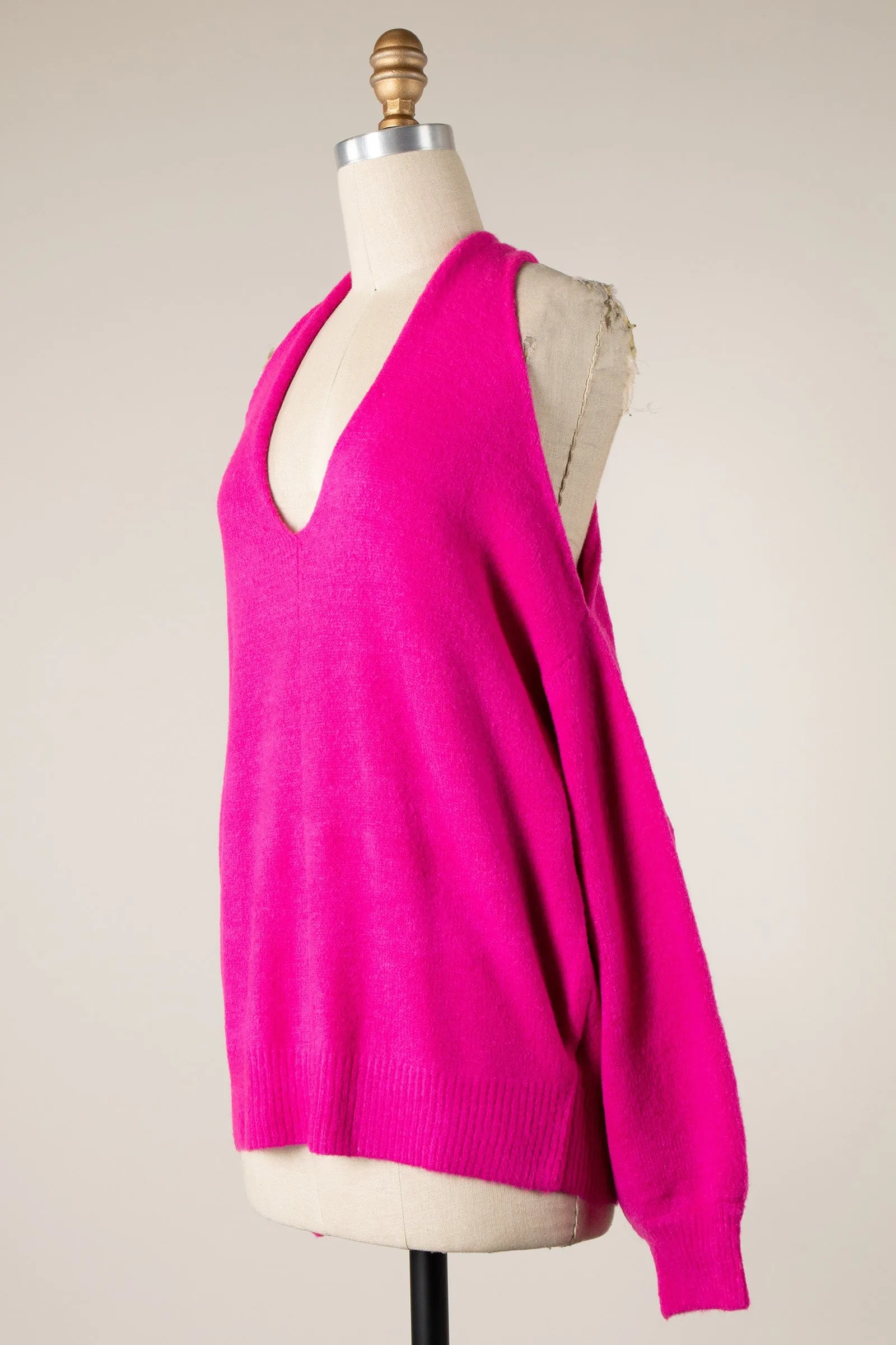 OPEN SHOULDER TWIST DETAIL SOFT KNIT SWEATER 1 PACK