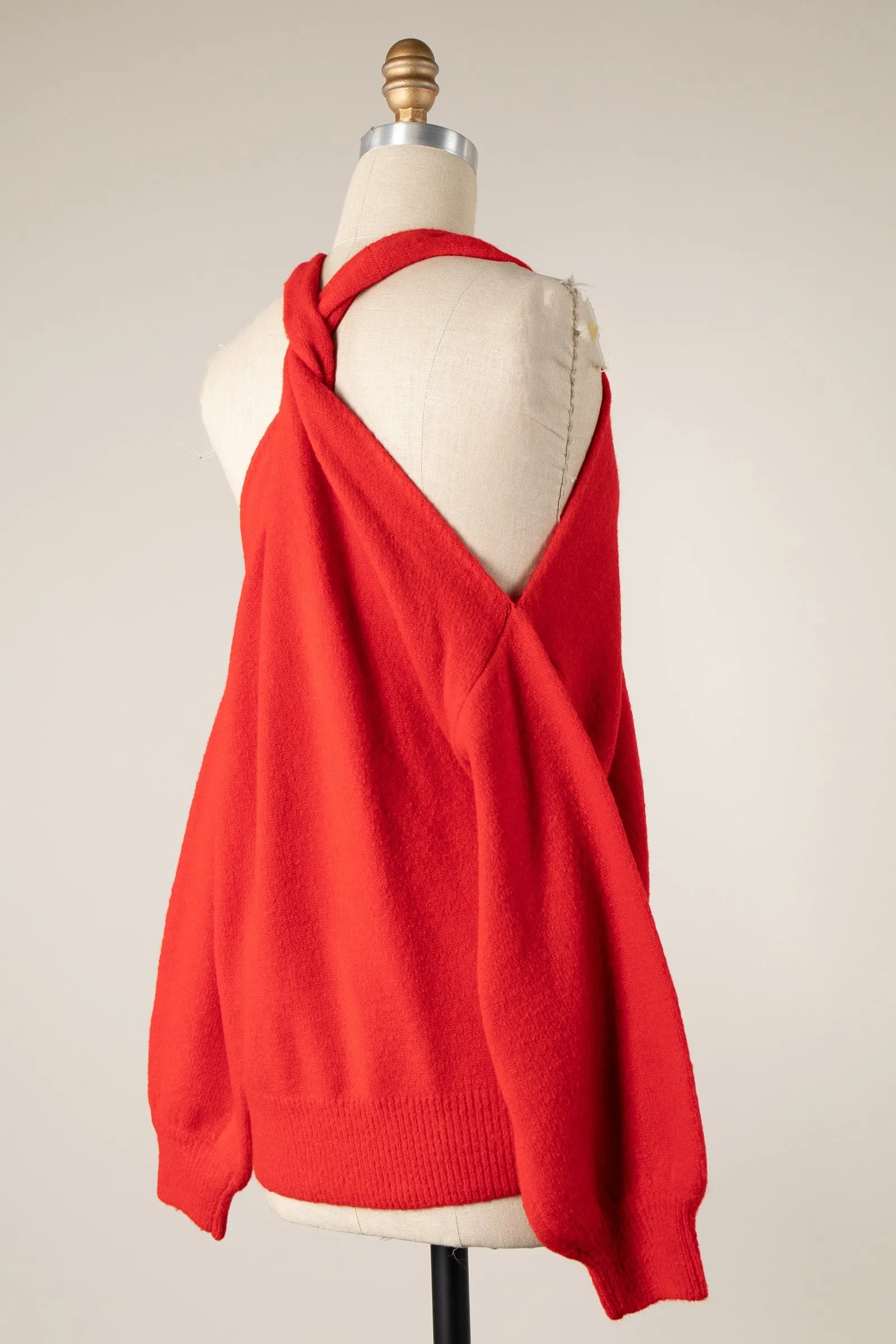 OPEN SHOULDER TWIST DETAIL SOFT KNIT SWEATER 1 PACK