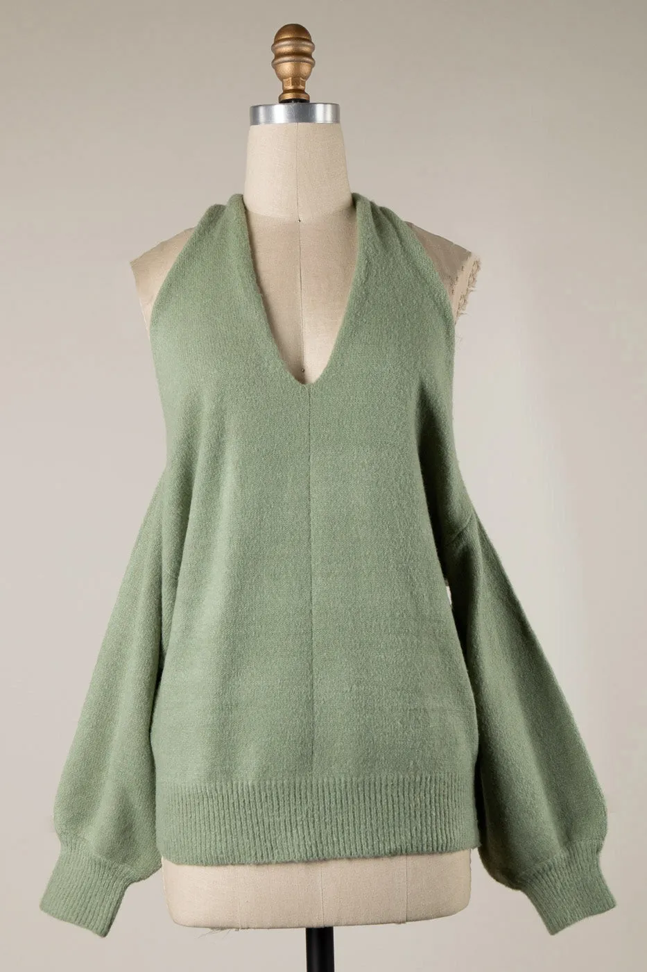 OPEN SHOULDER TWIST DETAIL SOFT KNIT SWEATER 1 PACK