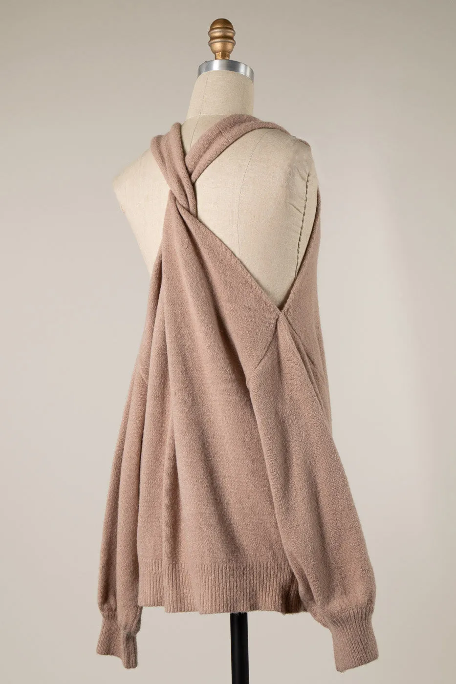 OPEN SHOULDER TWIST DETAIL SOFT KNIT SWEATER 1 PACK