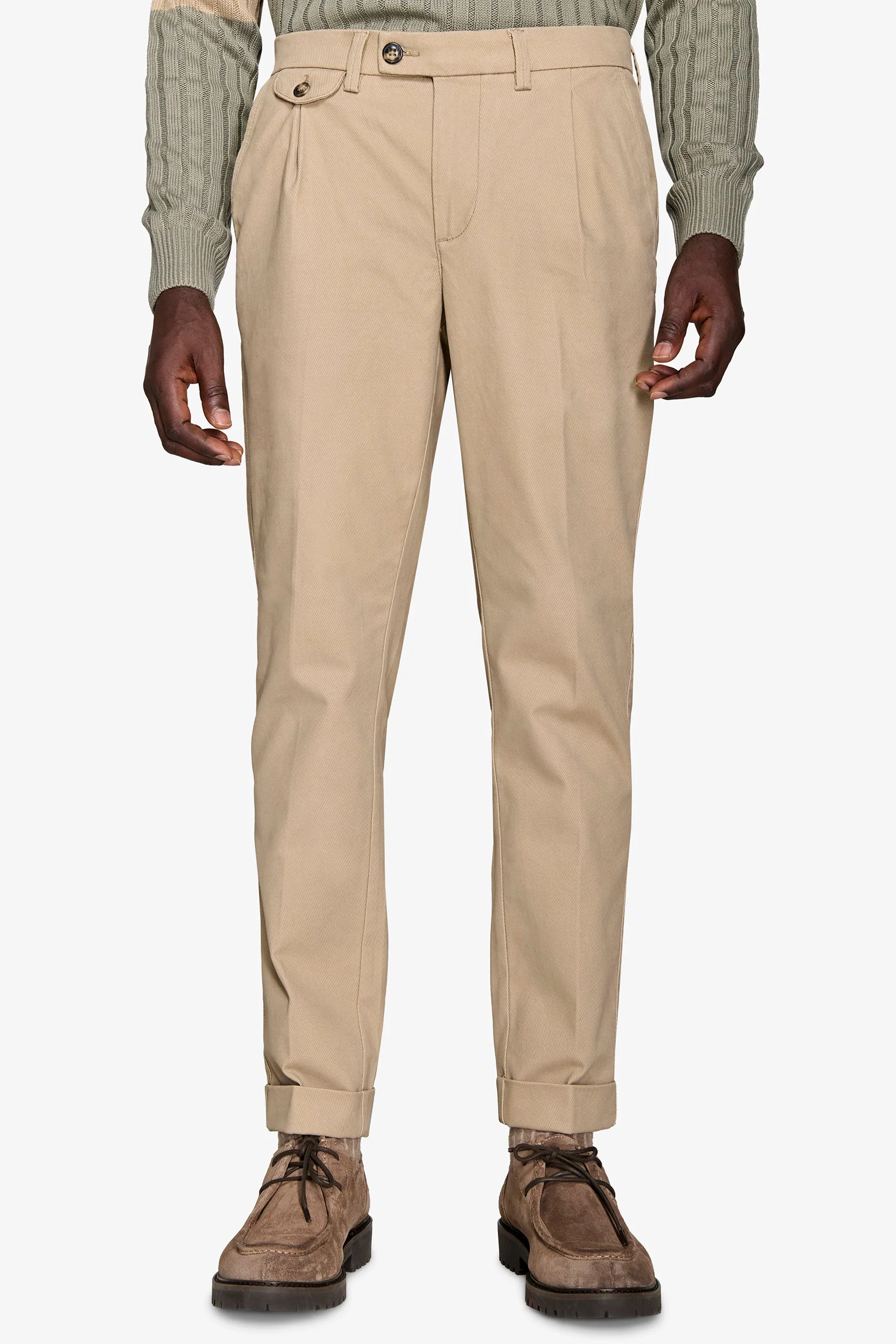 Pantalone cavalry con taschino beige