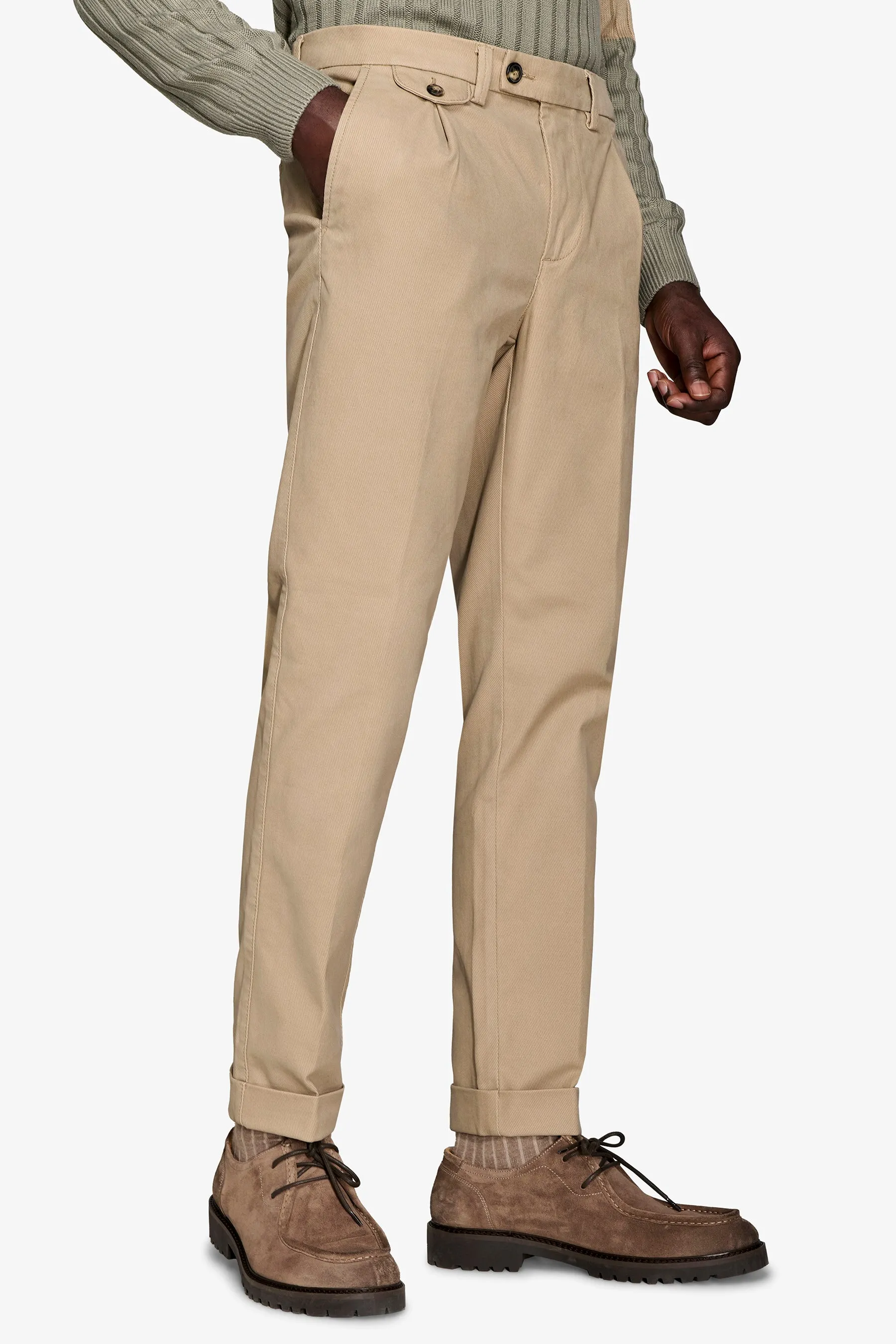 Pantalone cavalry con taschino beige