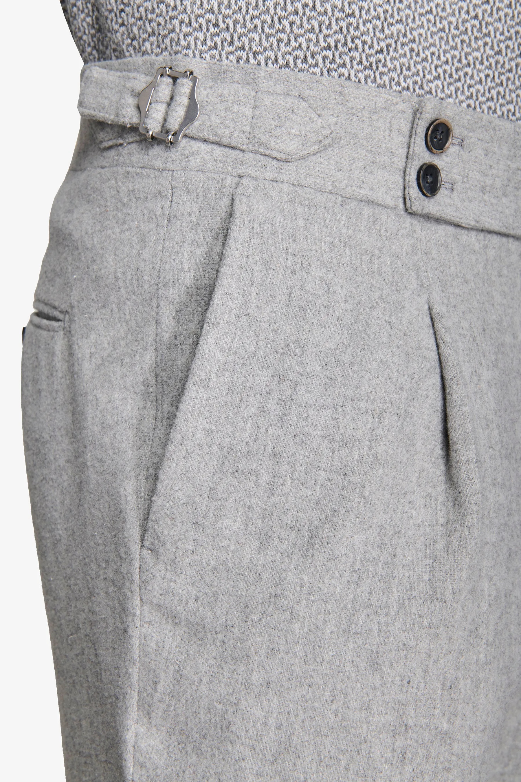 Pantalone da abito flanella misto lana grigio chiaro