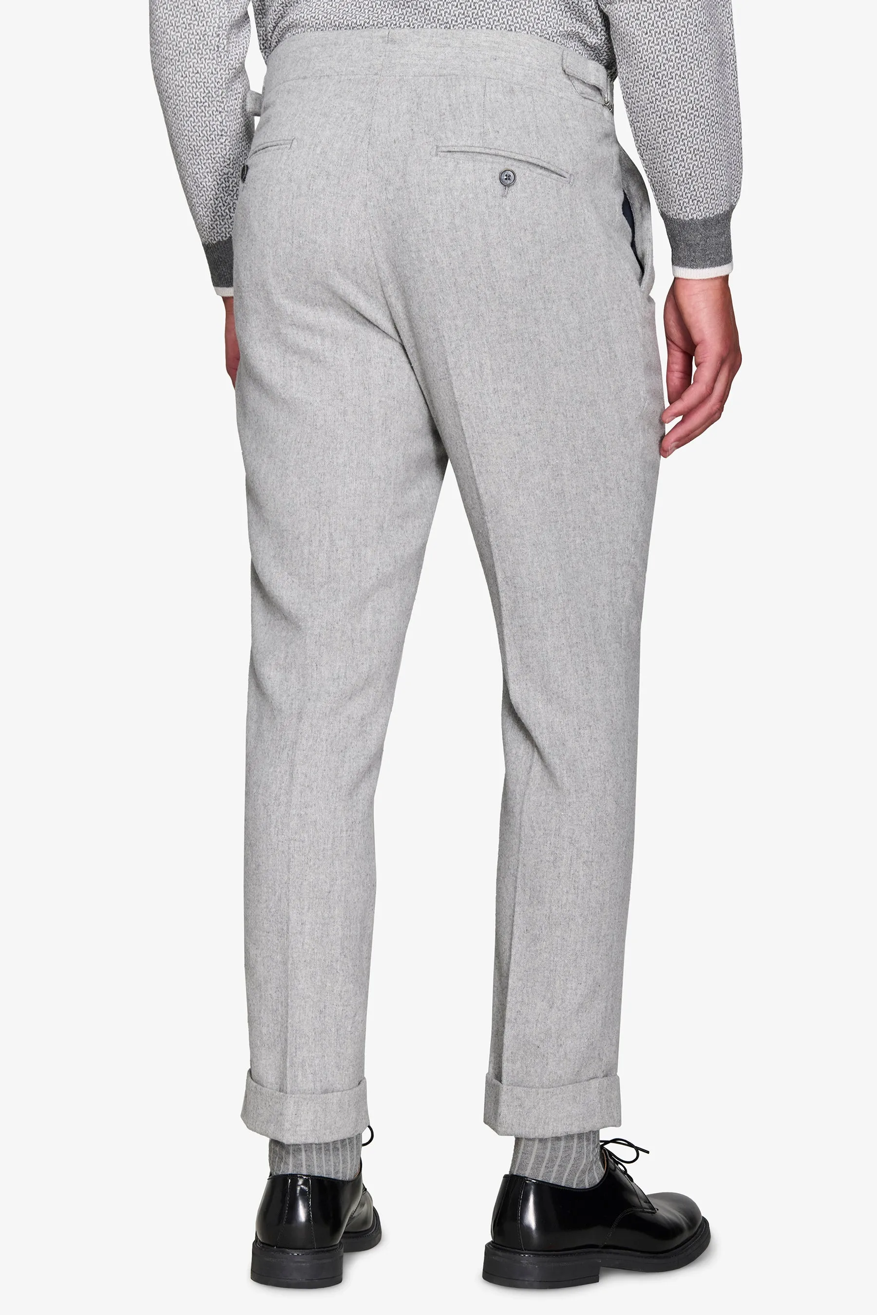 Pantalone da abito flanella misto lana grigio chiaro