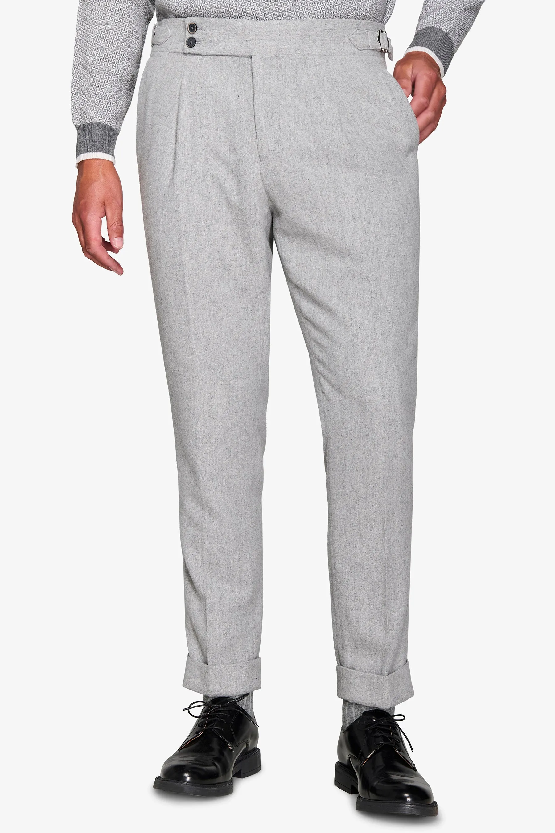 Pantalone da abito flanella misto lana grigio chiaro