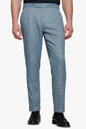Pantalone flanella con pinces celeste