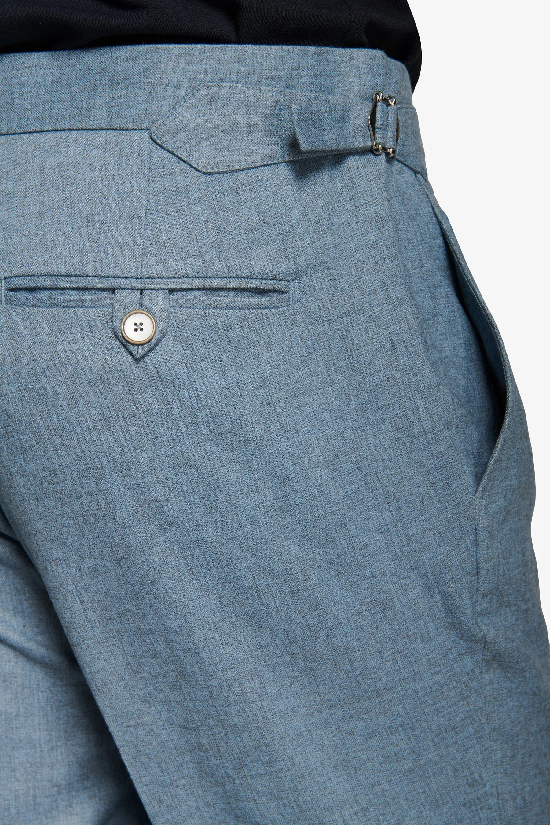 Pantalone flanella con pinces celeste