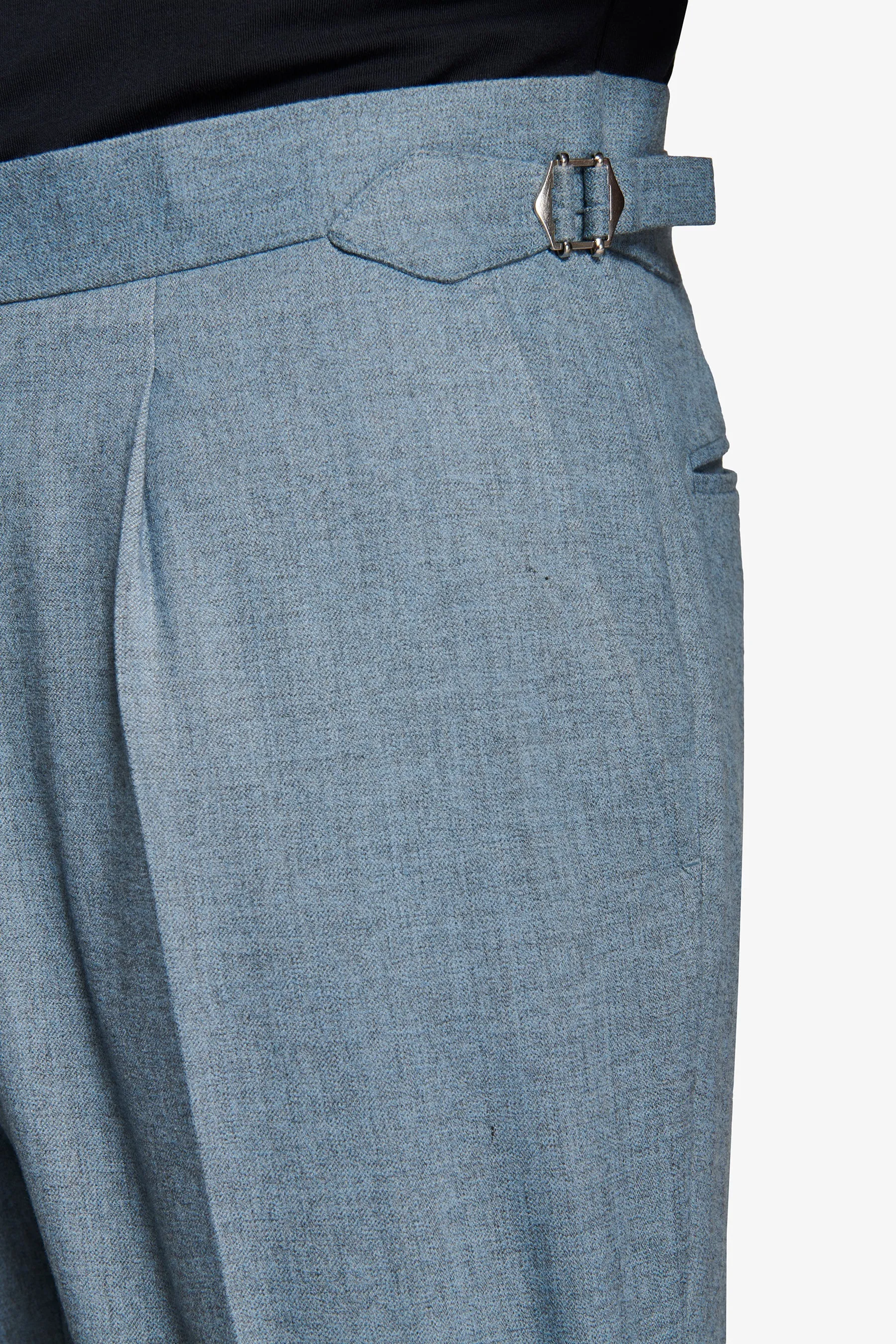 Pantalone flanella con pinces celeste