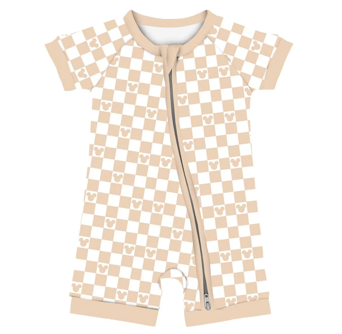 Park Fun Tan Checkers - Bamboo Shorty Romper