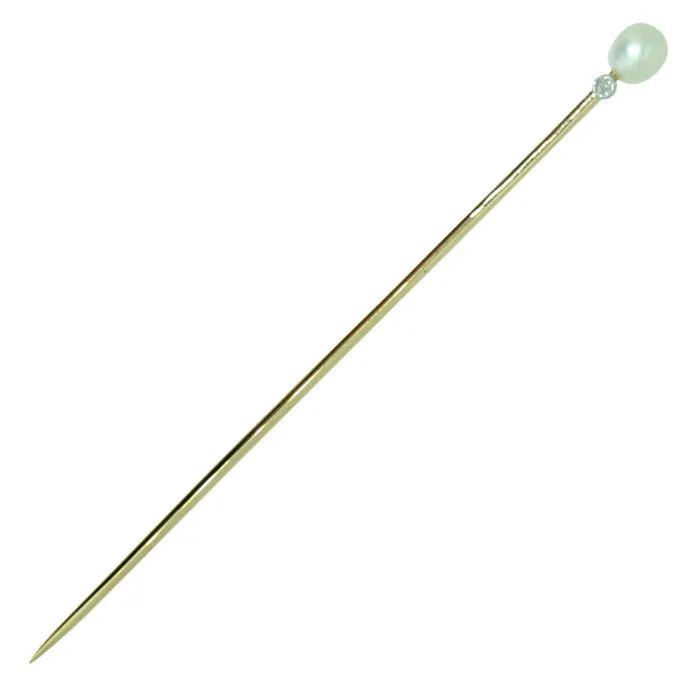 Pearl & Diamond Stick Pin