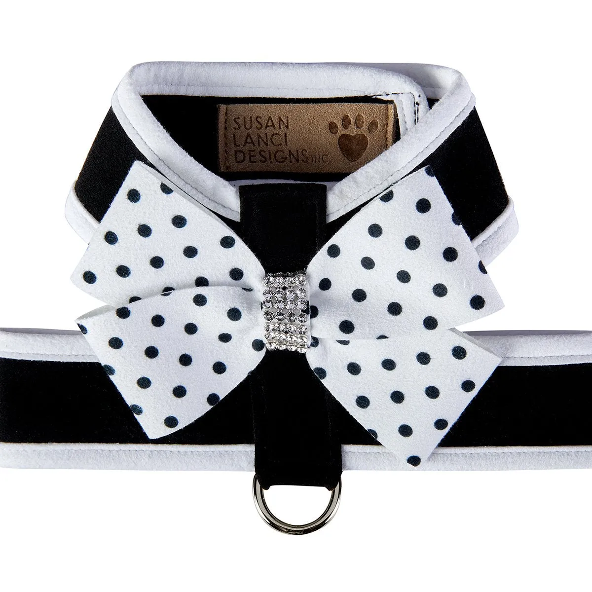 Polka Dot Nouveau Bow Tinkie Harness with White Trim