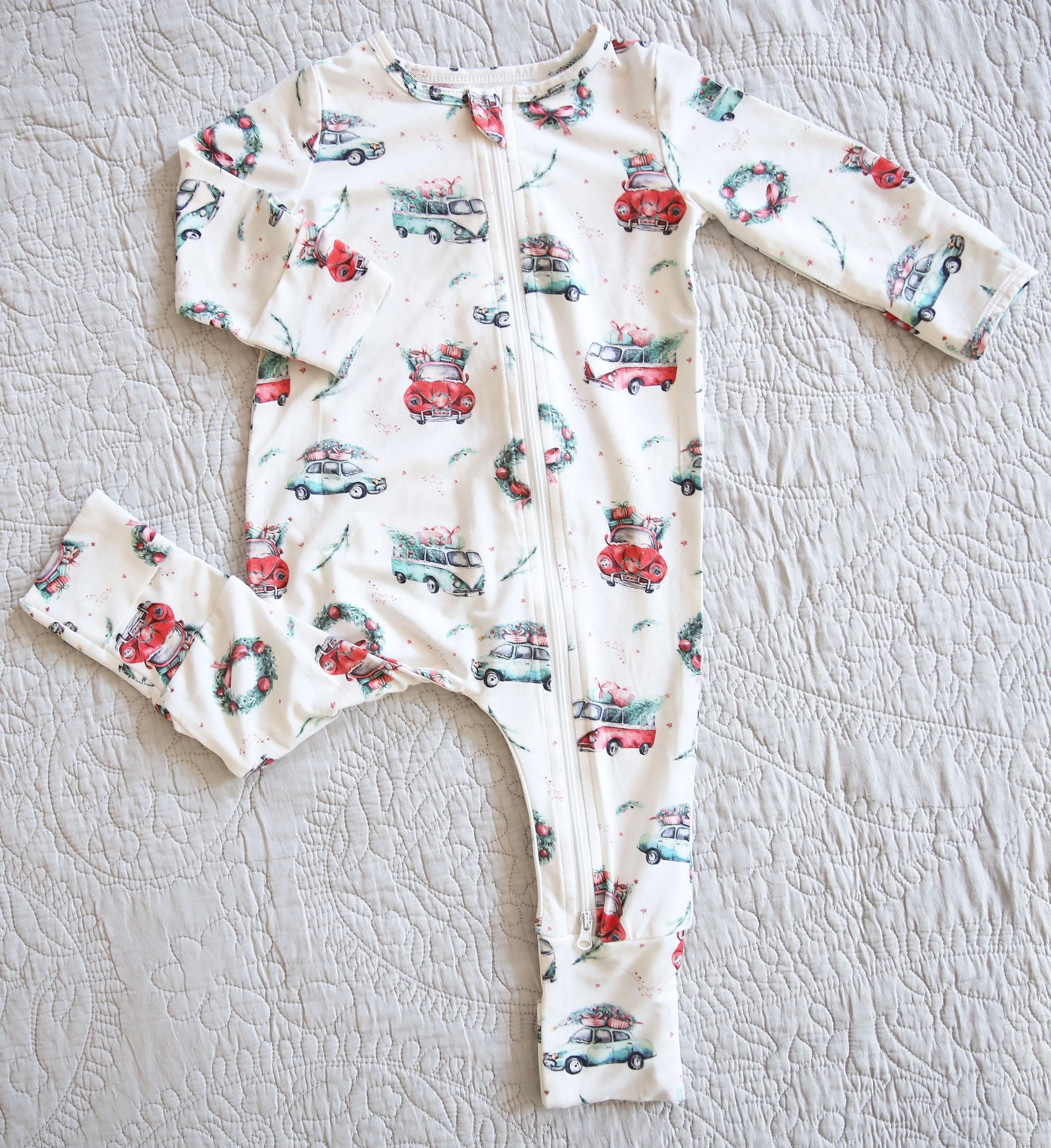 [Pre Order] Holiday Classics Vintage Cars - Bamboo Zippy Romper (EST SHIP LATE OCT)