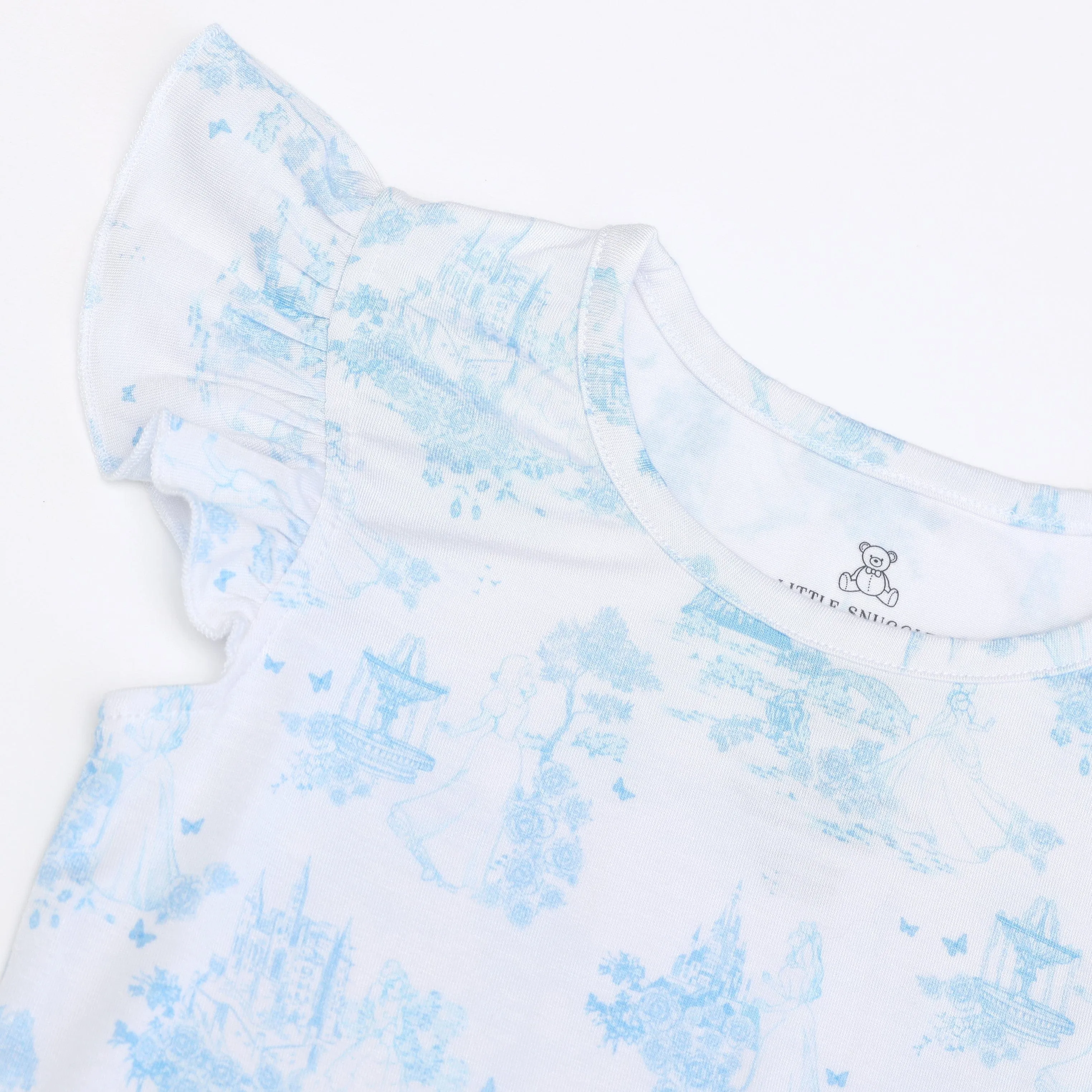 Princess Bleu Toile - Bamboo Flutter Sleeve & Shorts Lounge Set