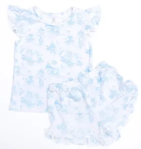 Princess Bleu Toile - Bamboo Flutter Sleeve & Shorts Lounge Set