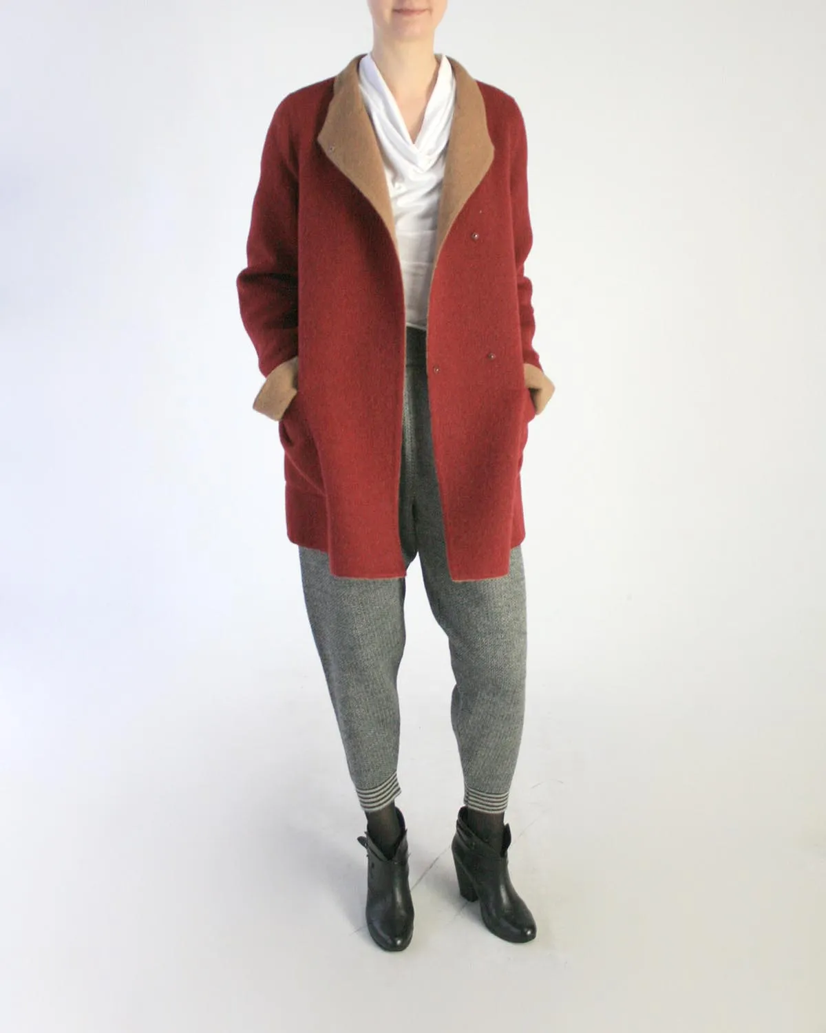 Reversible Asymmetric Alpaca Coat in Discontinued Colors