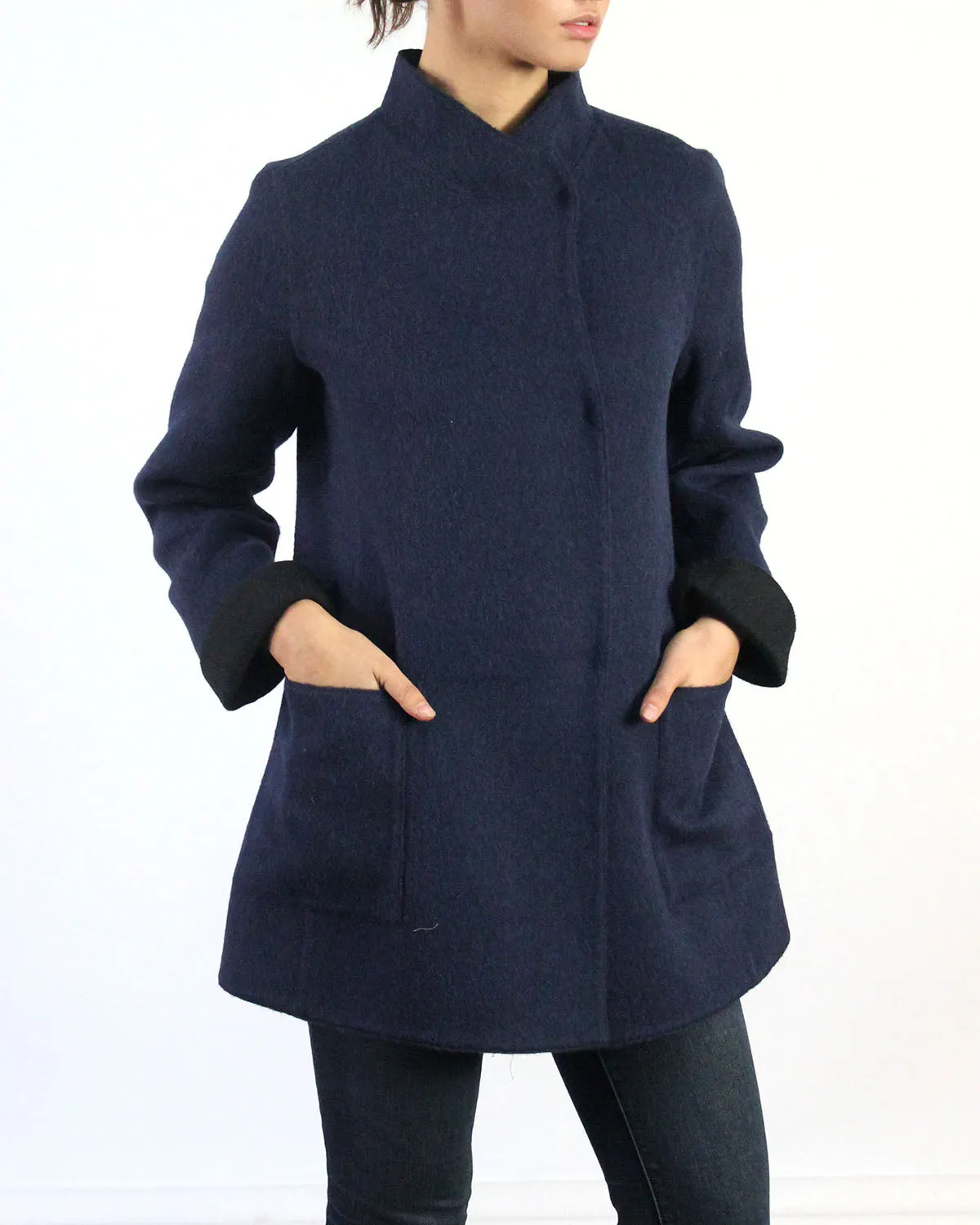 Reversible Asymmetric Alpaca Coat in Discontinued Colors