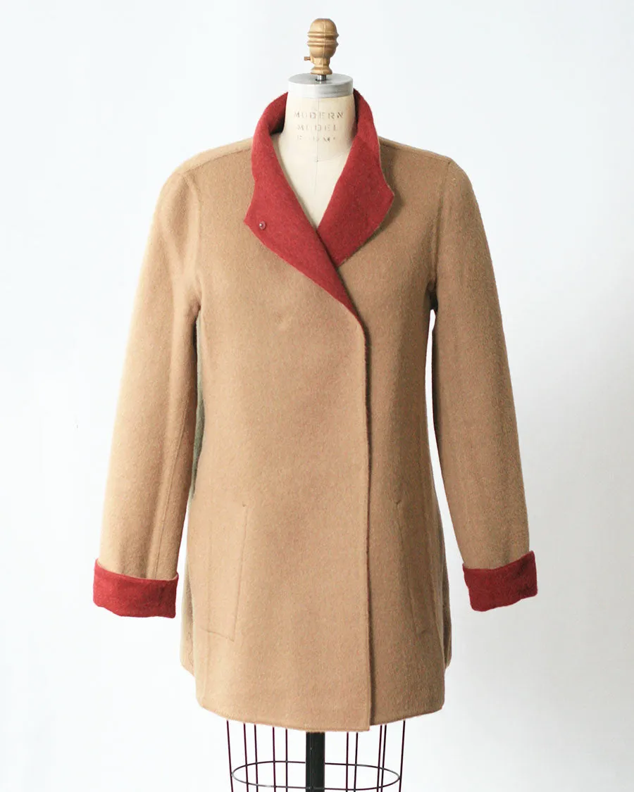 Reversible Asymmetric Alpaca Coat in Discontinued Colors