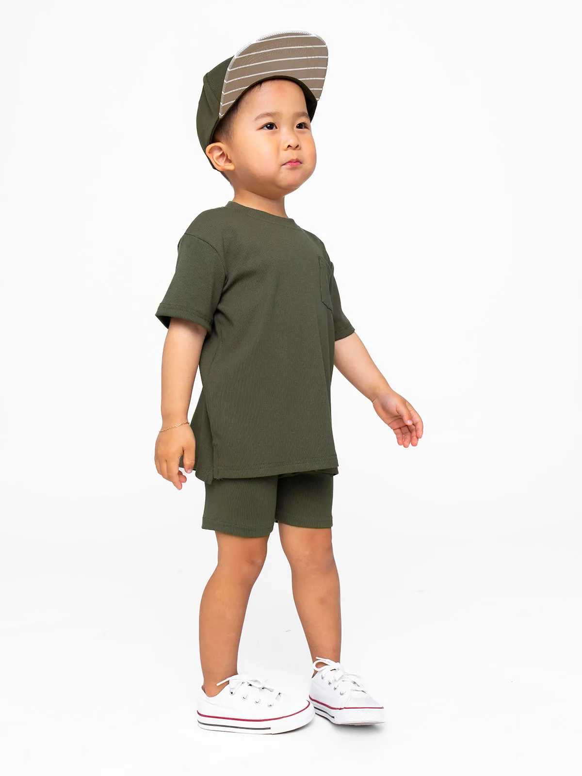 Ribbed Biker Short - Dark Moss