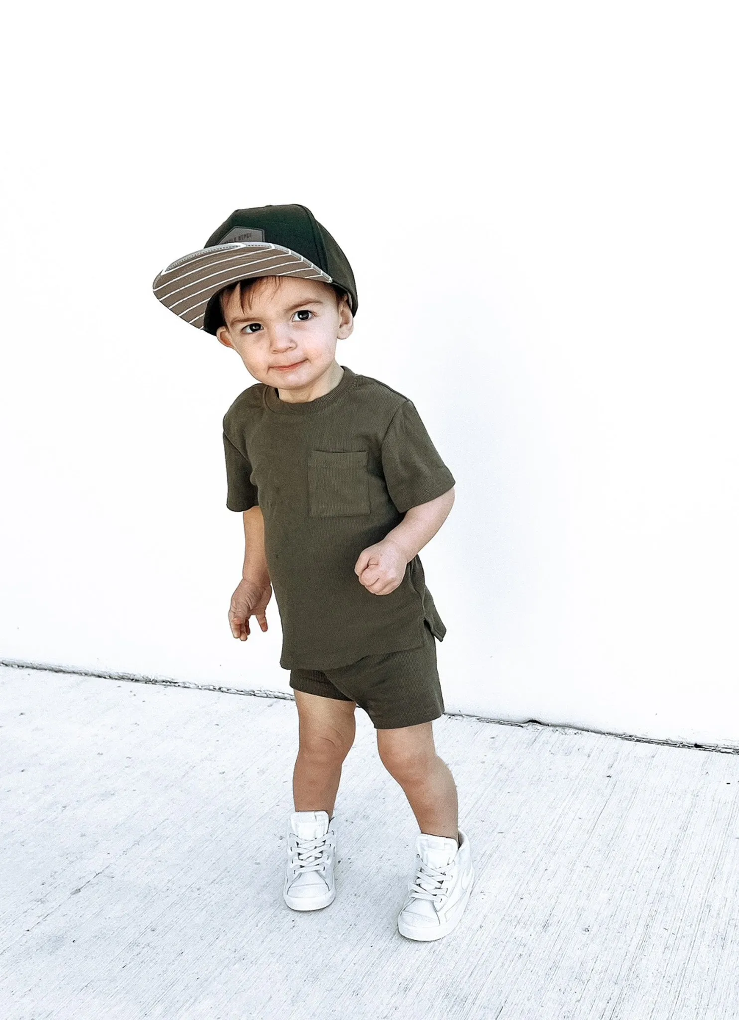 Ribbed Biker Short - Dark Moss