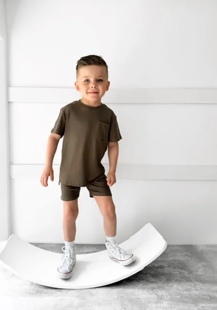 Ribbed Biker Short - Dark Moss