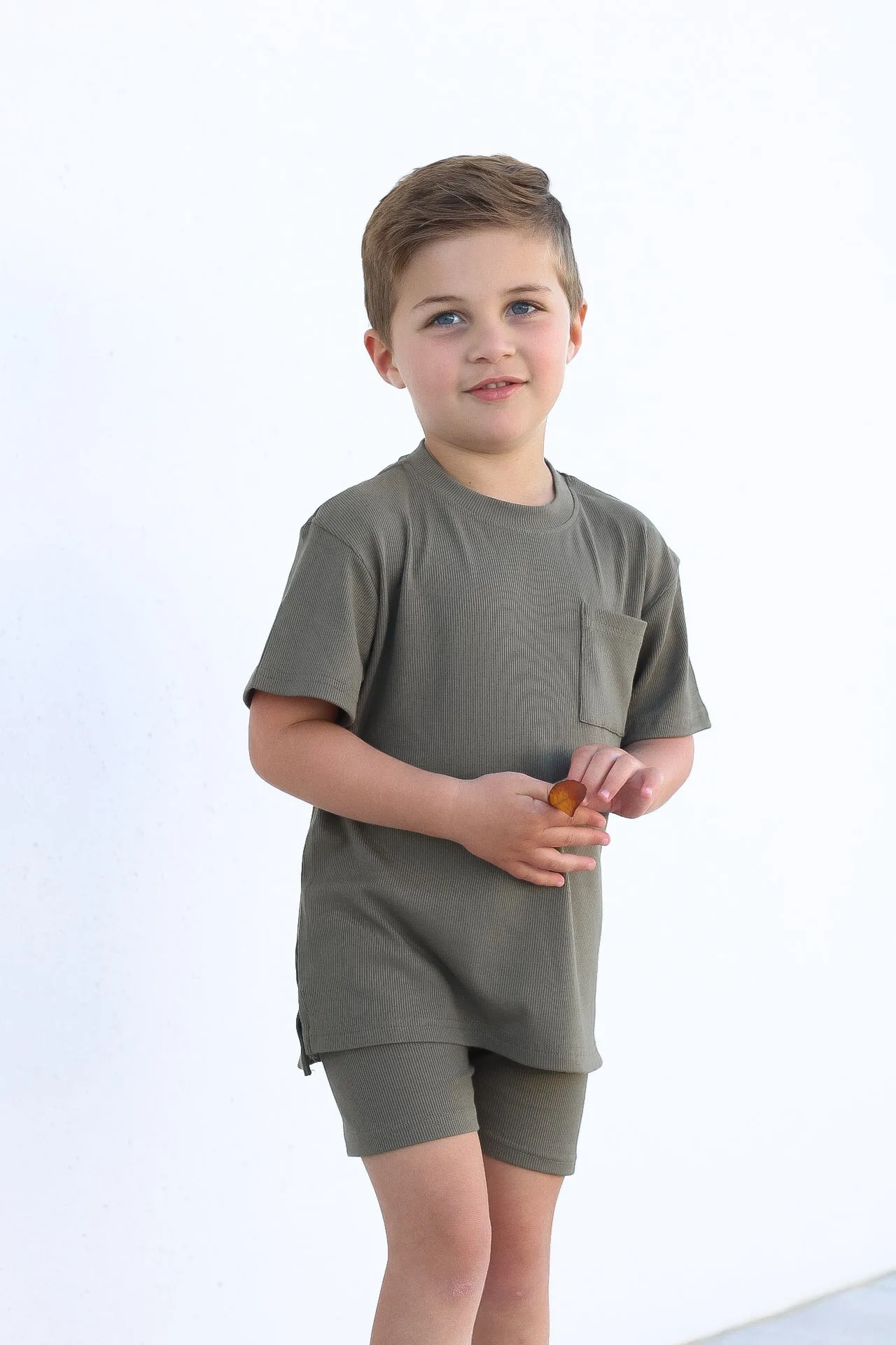 Ribbed Biker Short - Dark Moss