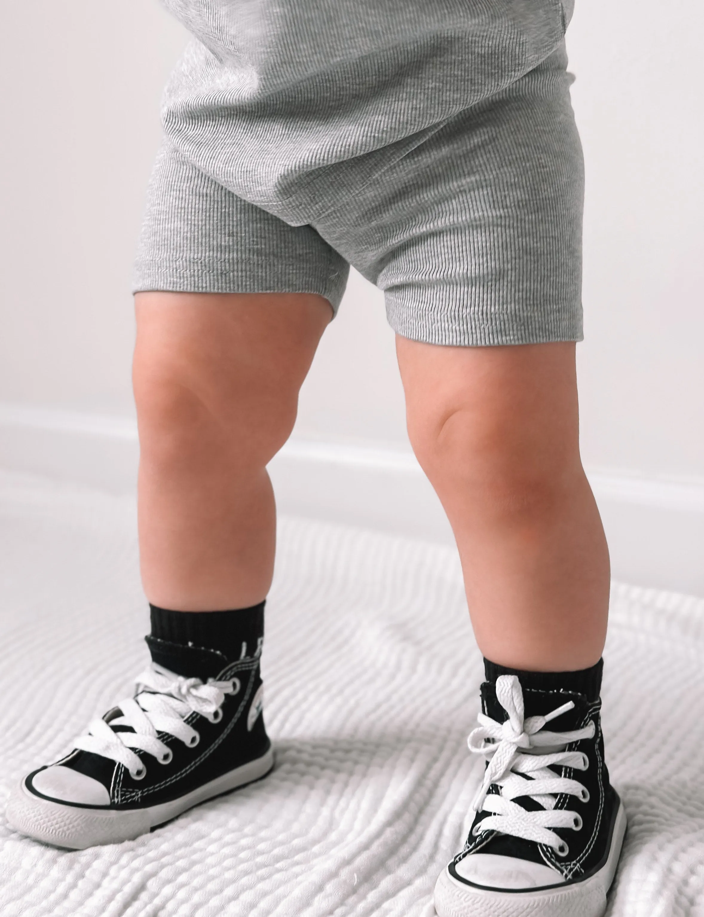Ribbed Biker Short - Light Heather Grey