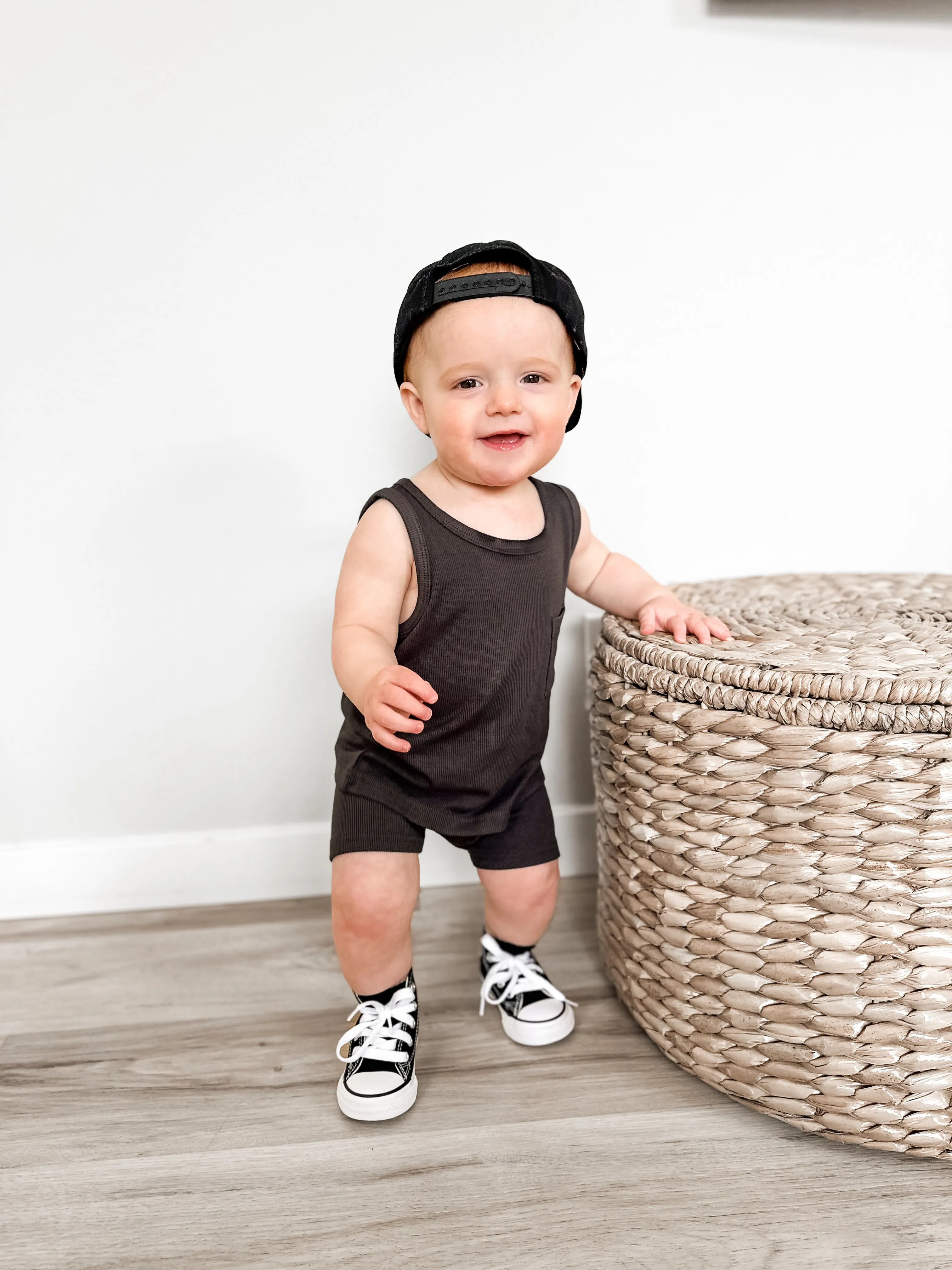 Ribbed Tank - Charcoal
