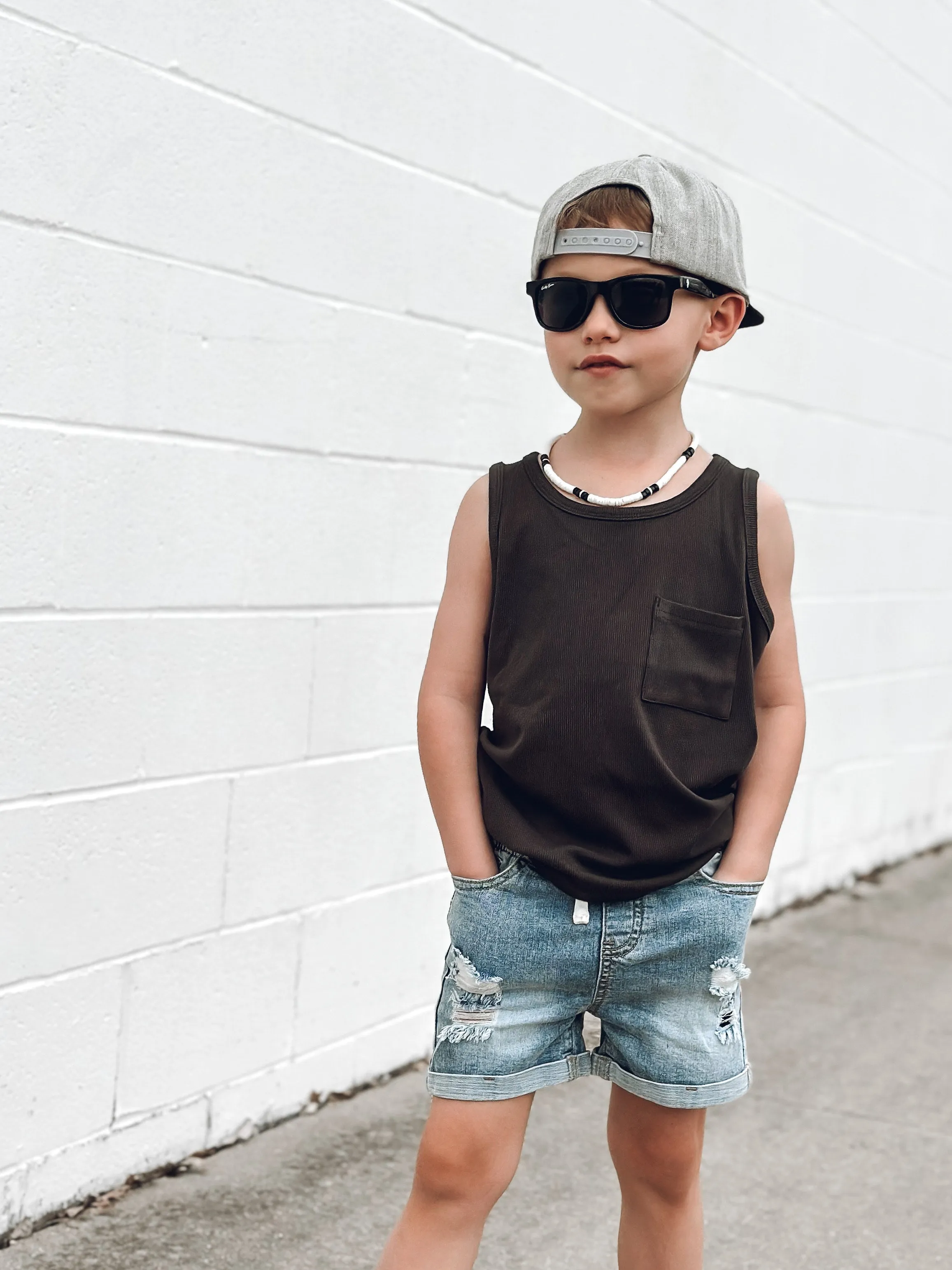 Ribbed Tank - Charcoal