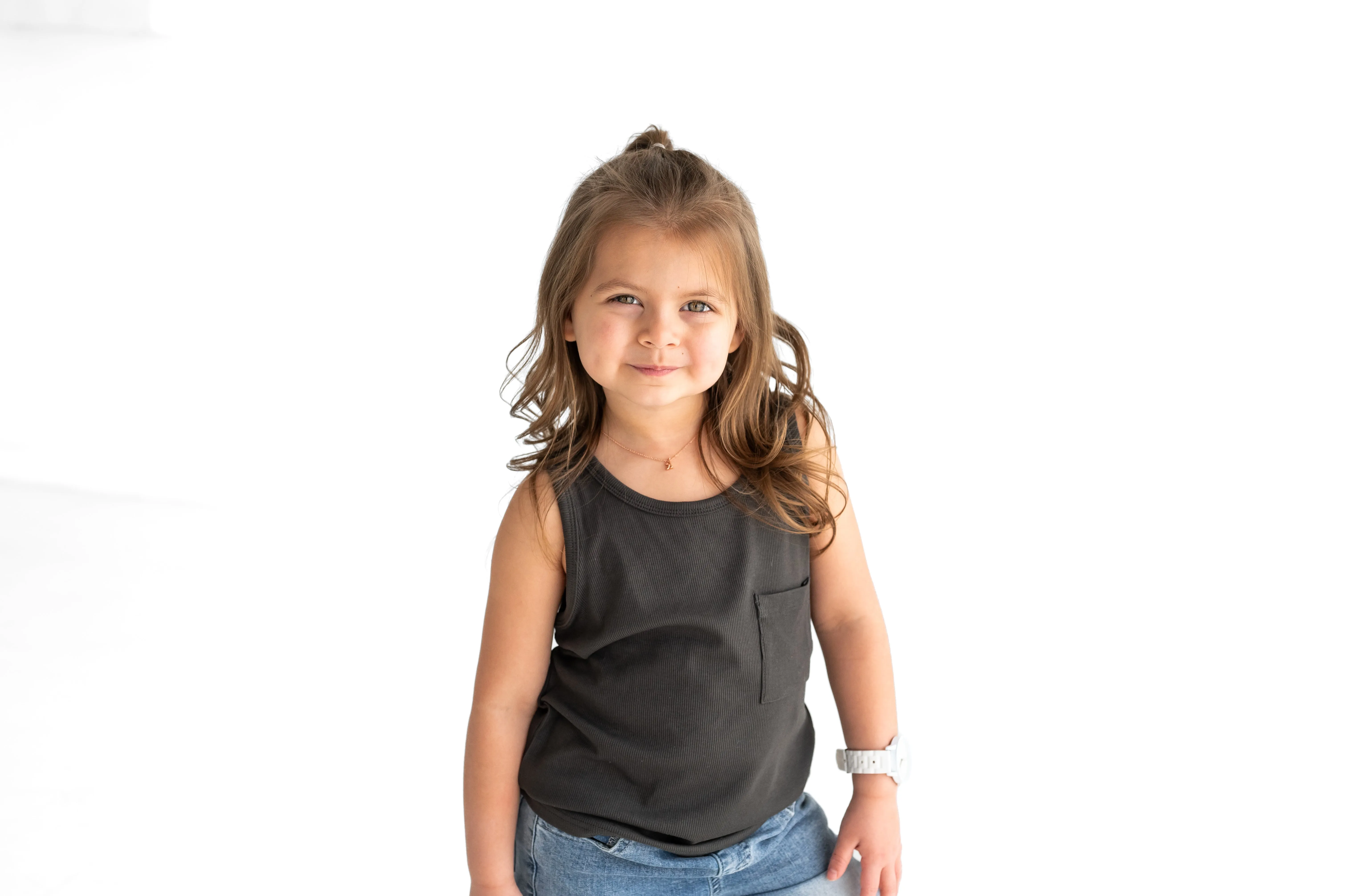 Ribbed Tank - Charcoal