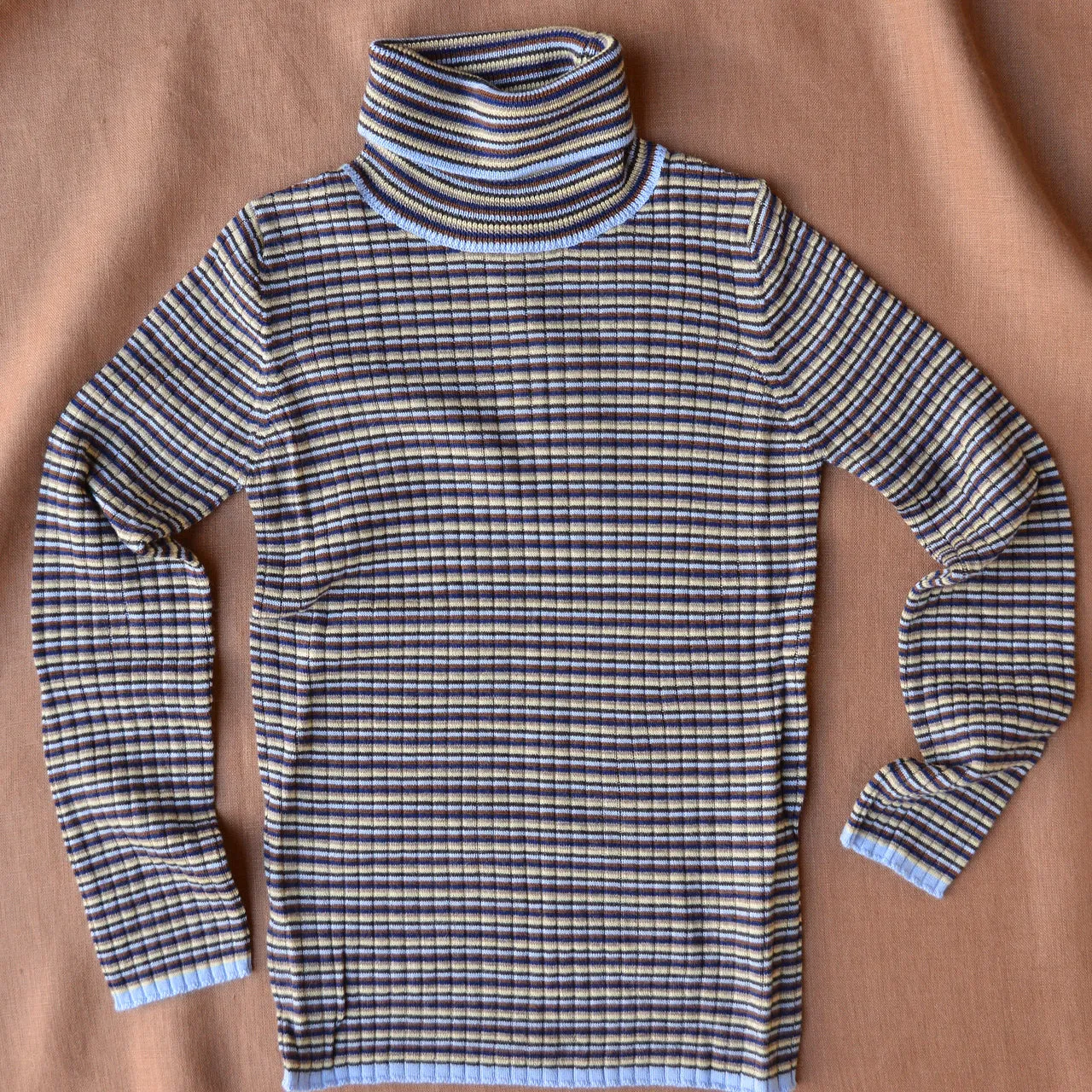 Rollneck Rib Sweater - 100% Merino - Sky Multi (2-12y)