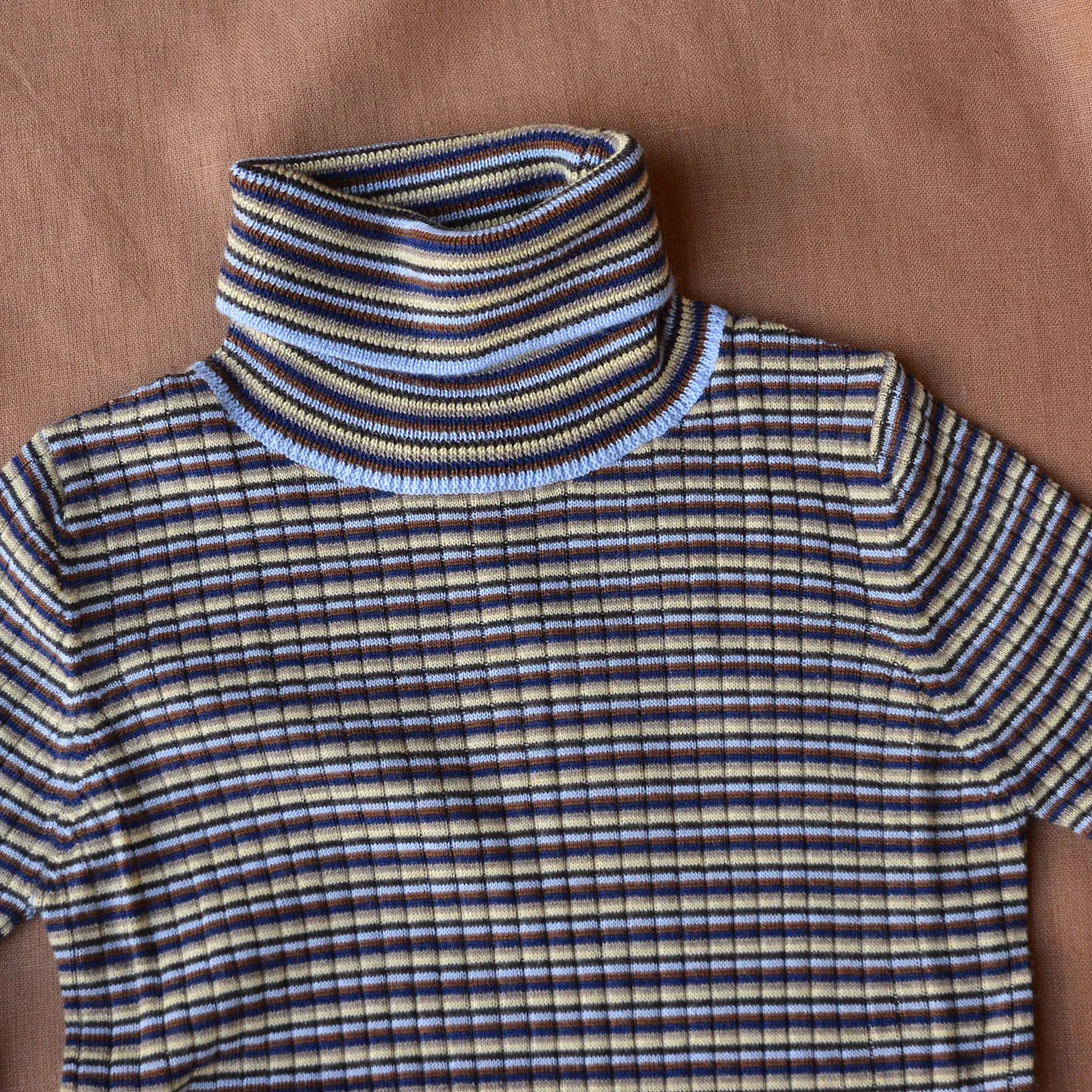 Rollneck Rib Sweater - 100% Merino - Sky Multi (2-12y)
