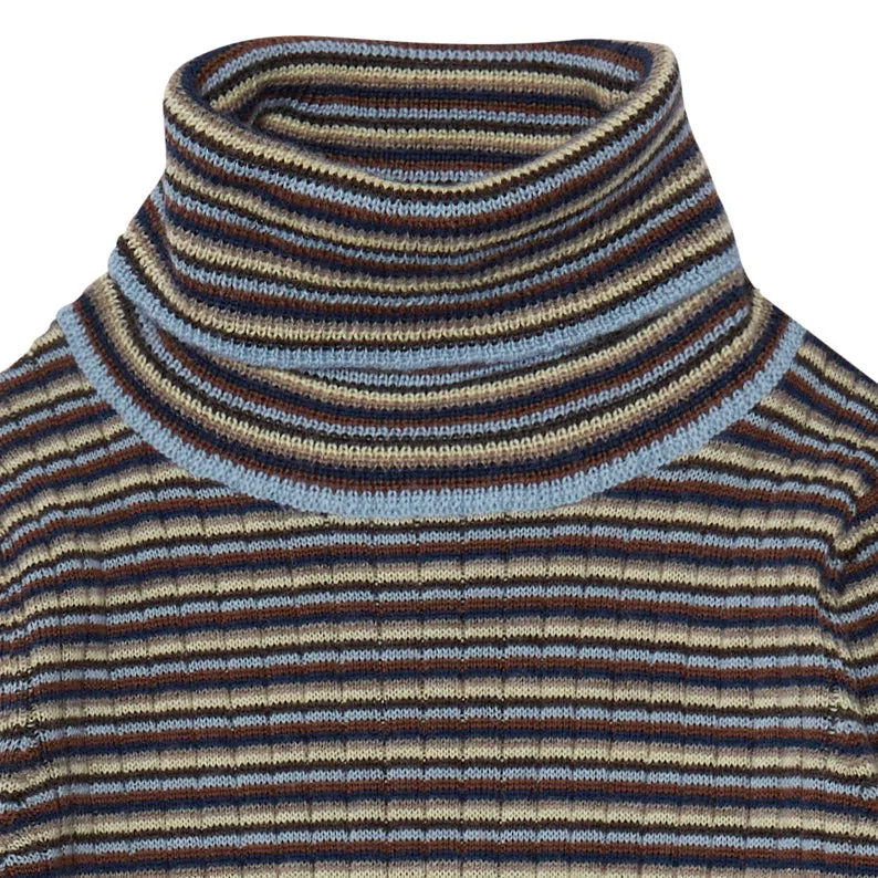 Rollneck Rib Sweater - 100% Merino - Sky Multi (2-12y)