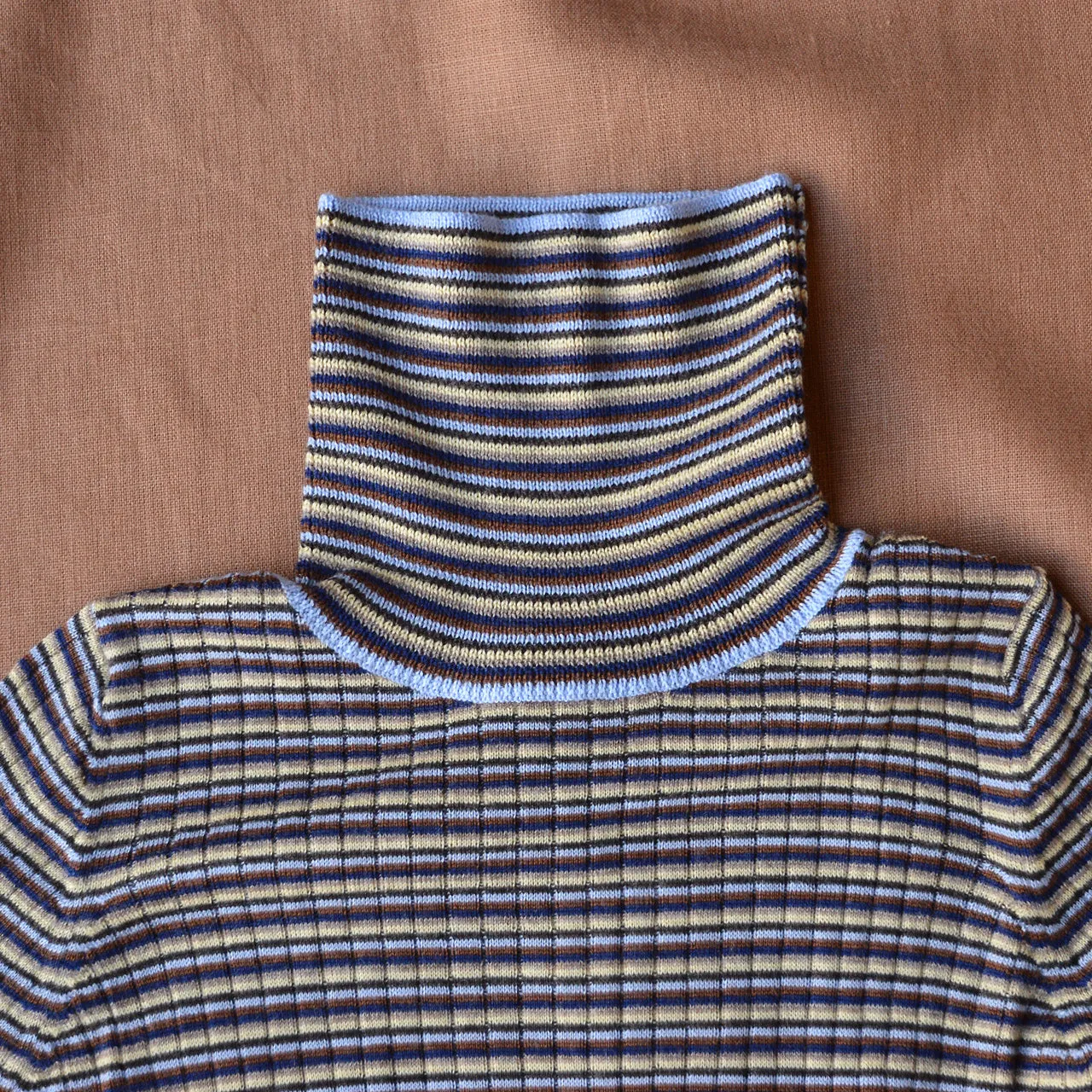 Rollneck Rib Sweater - 100% Merino - Sky Multi (2-12y)