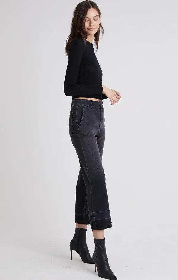 Saige Wide Leg Open Hem Crop