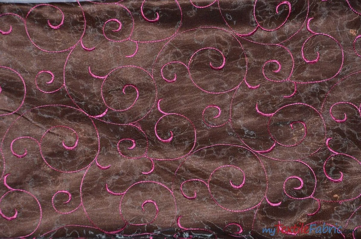 Swirl Organza Fabric | Embroidered Swirl Sheer | 54" Wide | Multiple Colors |