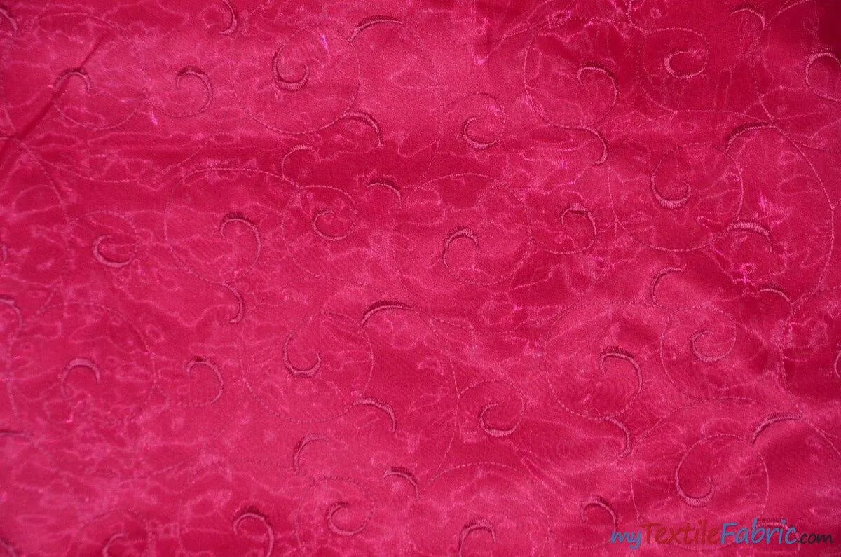 Swirl Organza Fabric | Embroidered Swirl Sheer | 54" Wide | Multiple Colors |