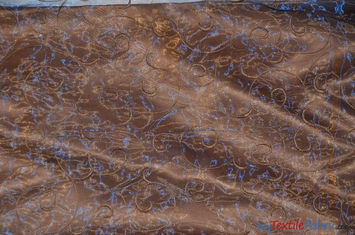 Swirl Organza Fabric | Embroidered Swirl Sheer | 54" Wide | Multiple Colors |