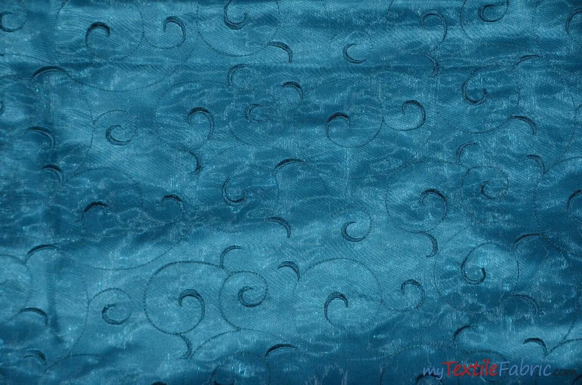 Swirl Organza Fabric | Embroidered Swirl Sheer | 54" Wide | Multiple Colors |